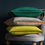 Load image into Gallery viewer, Meridian Velvet Cushion Grey/Clementine: Grey/Clementine / Feather Rich Filled / 55 x 55cm
