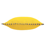 Load image into Gallery viewer, Velvet Pompom Cushion Yellow/Grey: Yellow/Grey / Feather Rich Filled / 45 x 45cm
