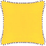 Load image into Gallery viewer, Velvet Pompom Cushion Yellow/Grey: Yellow/Grey / Feather Rich Filled / 45 x 45cm
