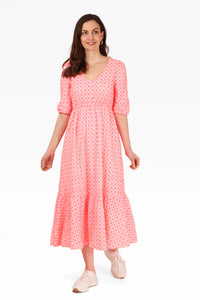 Broderie Anglaise Cotton Dress - Orange