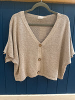 Load image into Gallery viewer, Fine Knit Crop Sleeve Cotton Cardigan
