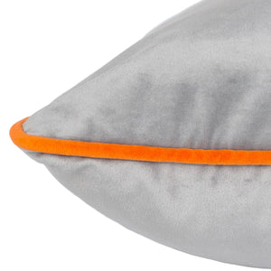 Meridian Velvet Cushion Grey/Clementine: Grey/Clementine / Feather Rich Filled / 55 x 55cm