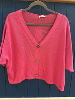 Load image into Gallery viewer, Fine Knit Crop Sleeve Cotton Cardigan
