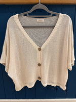 Load image into Gallery viewer, Fine Knit Crop Sleeve Cotton Cardigan
