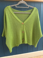 Load image into Gallery viewer, Fine Knit Crop Sleeve Cotton Cardigan
