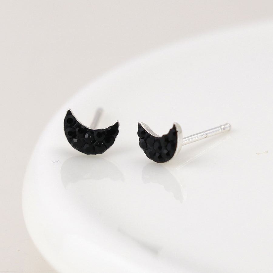 Silver Studs - Crescent Moon