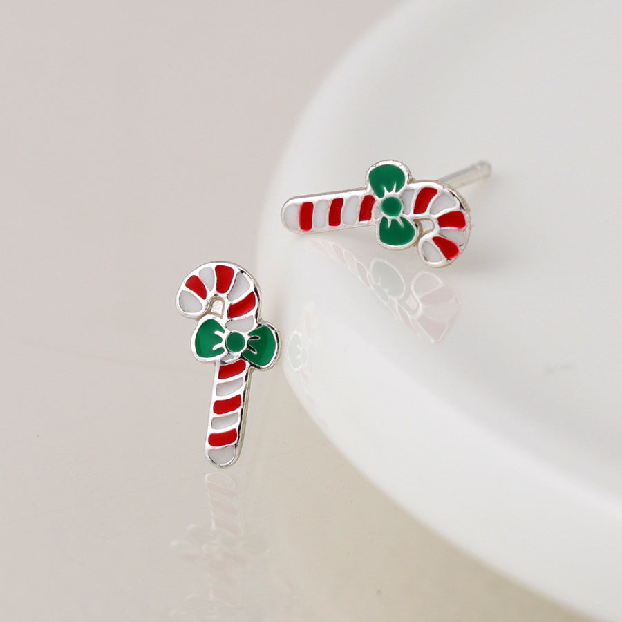 Silver Studs - Candy Cane
