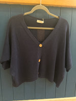 Load image into Gallery viewer, Fine Knit Crop Sleeve Cotton Cardigan

