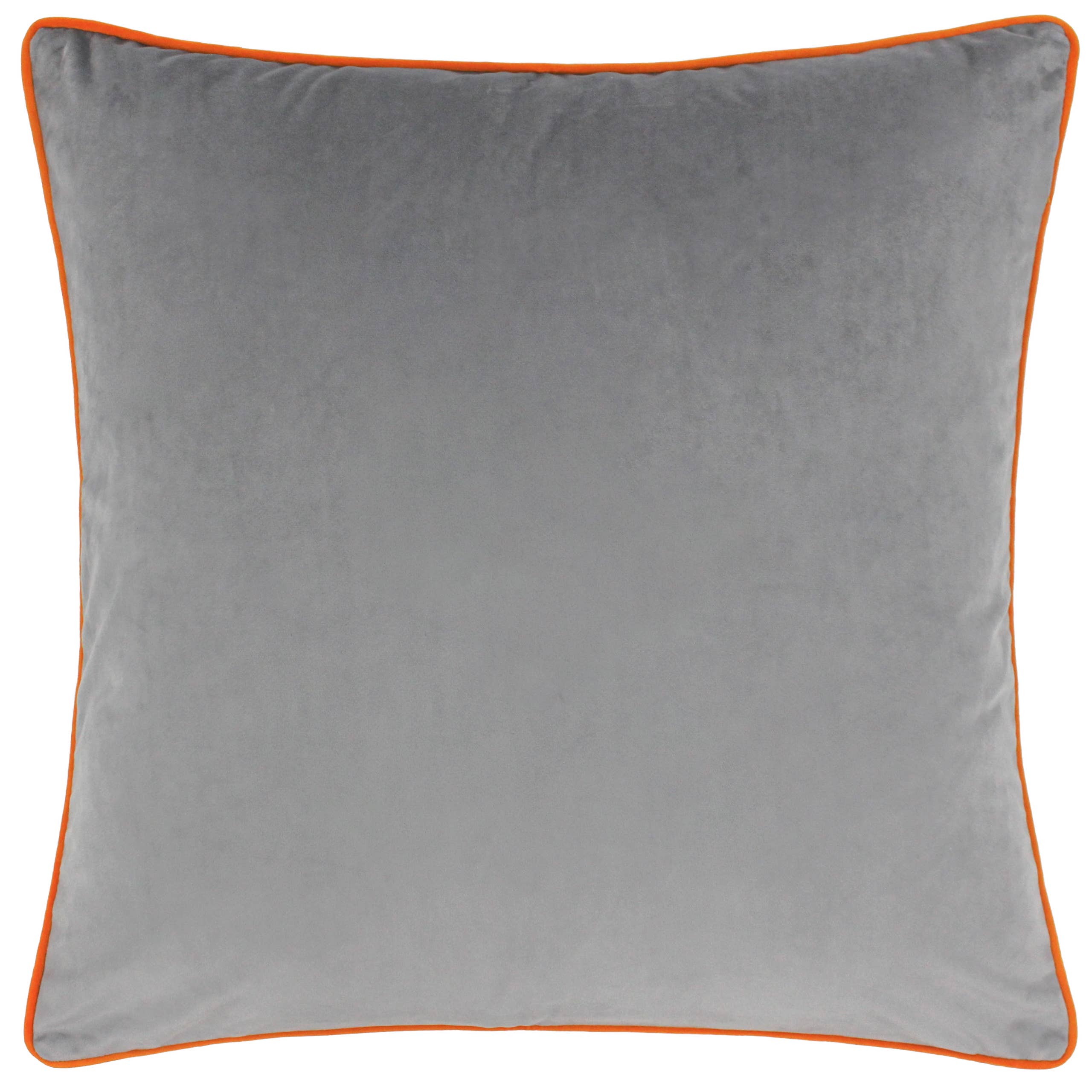 Meridian Velvet Cushion Grey/Clementine: Grey/Clementine / Feather Rich Filled / 55 x 55cm