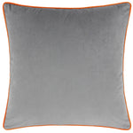 Load image into Gallery viewer, Meridian Velvet Cushion Grey/Clementine: Grey/Clementine / Feather Rich Filled / 55 x 55cm
