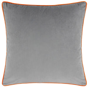 Meridian Velvet Cushion Grey/Clementine: Grey/Clementine / Feather Rich Filled / 55 x 55cm