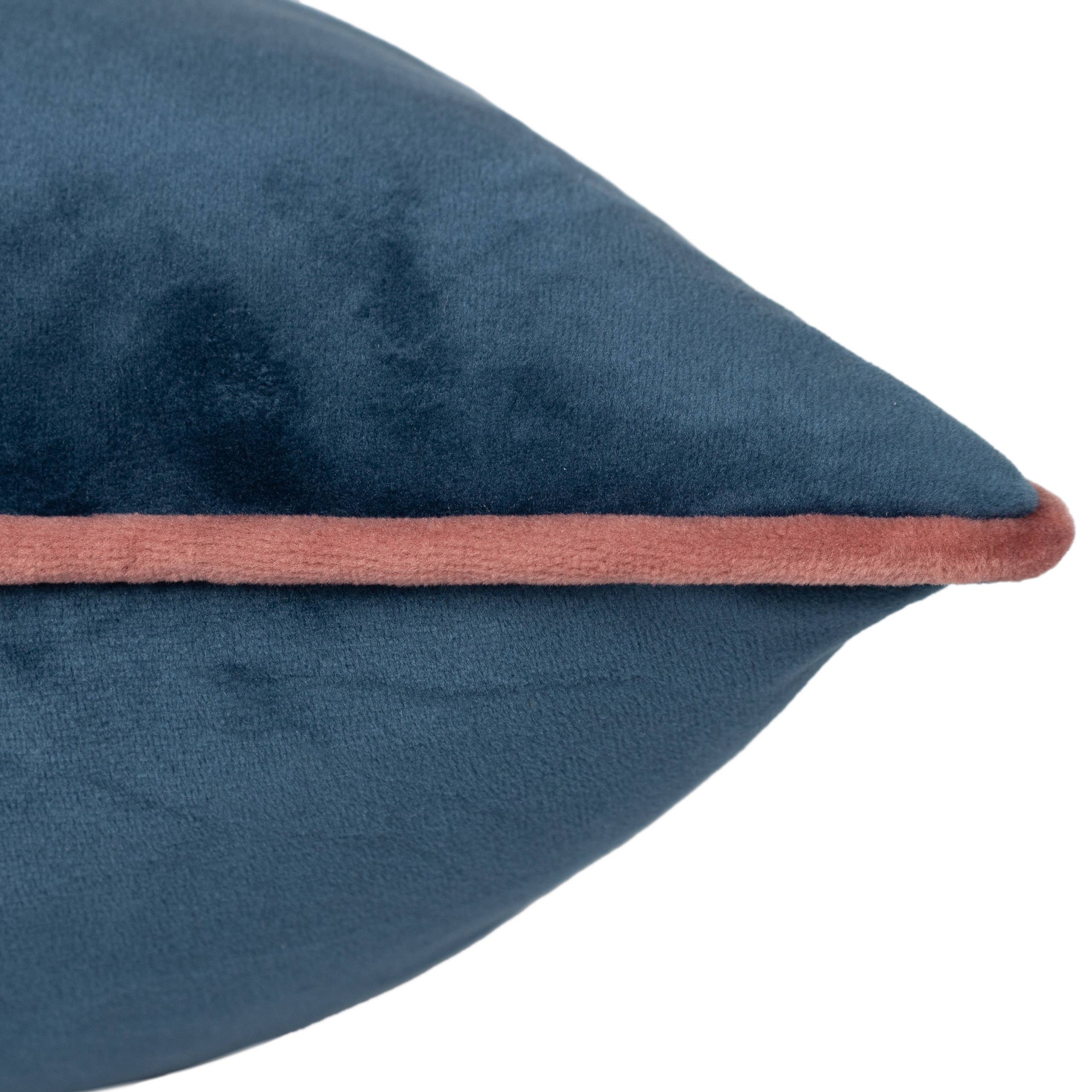 Meridian Velvet Cushion Petrol/Blush: Petrol/Blush / Feather Rich Filled / 55 x 55cm