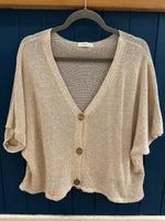 Load image into Gallery viewer, Fine Knit Crop Sleeve Cotton Cardigan
