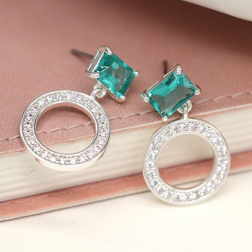 Earrings - Turquoise & Crystal Hoop