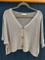 Load image into Gallery viewer, Fine Knit Crop Sleeve Cotton Cardigan
