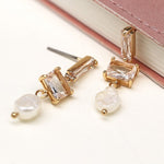 Load image into Gallery viewer, Earrings - Crystal &amp; Pearl Drop

