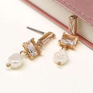 Earrings - Crystal & Pearl Drop