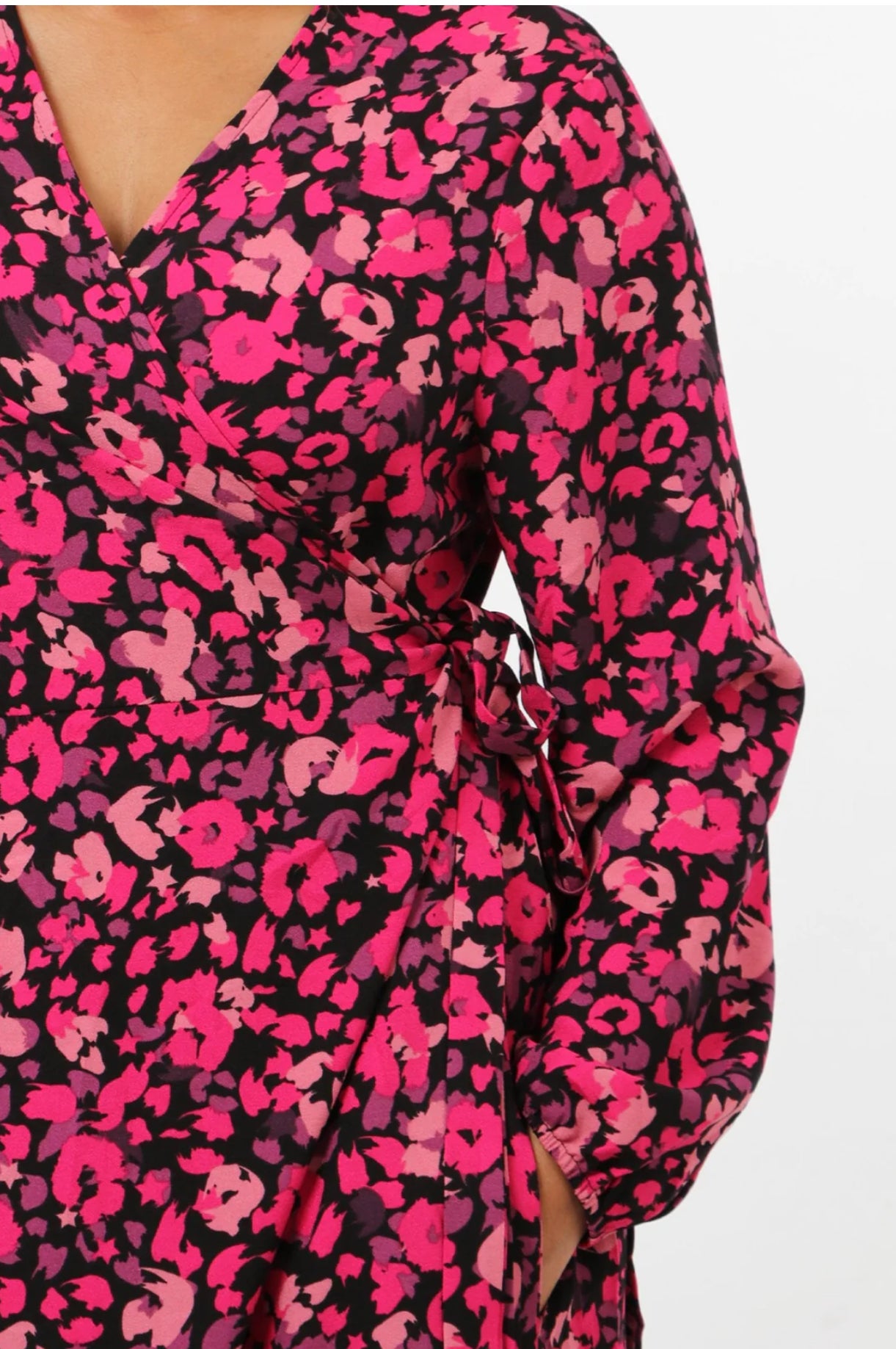 Fuschia Leopard Wrap Dress