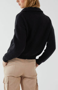 Zip Collar Ribbed Jumper