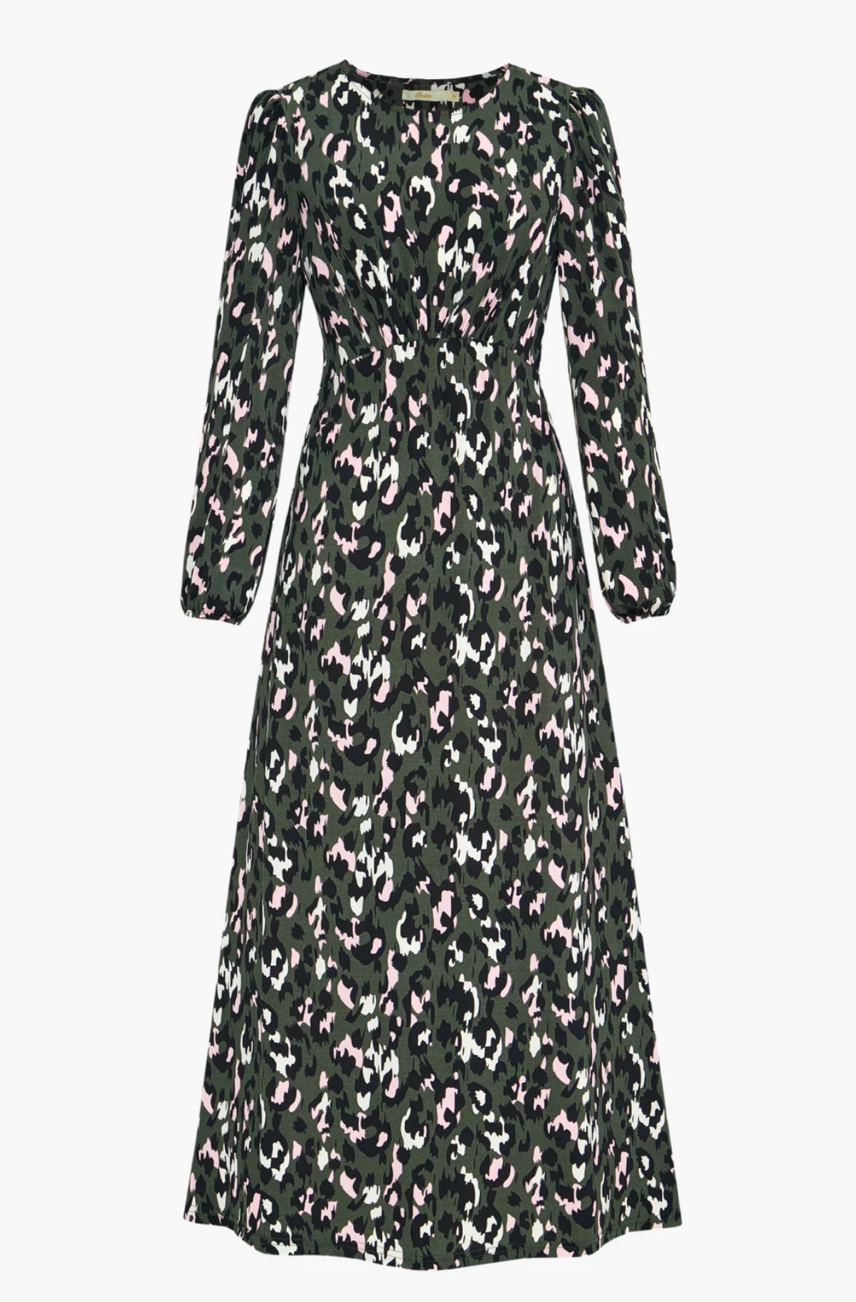Khaki Leopard Print Tea Dress