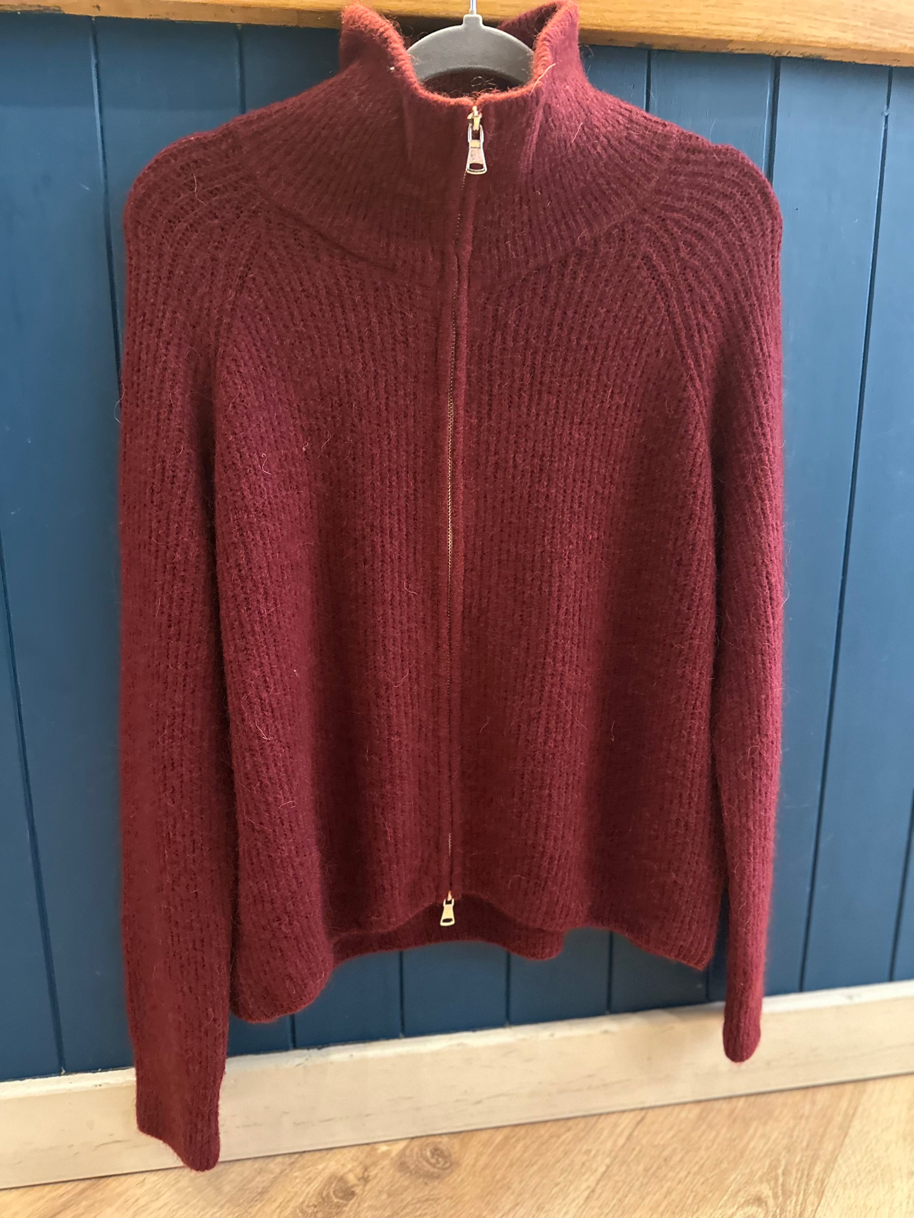 Zip Up Collared Mohair Jacket