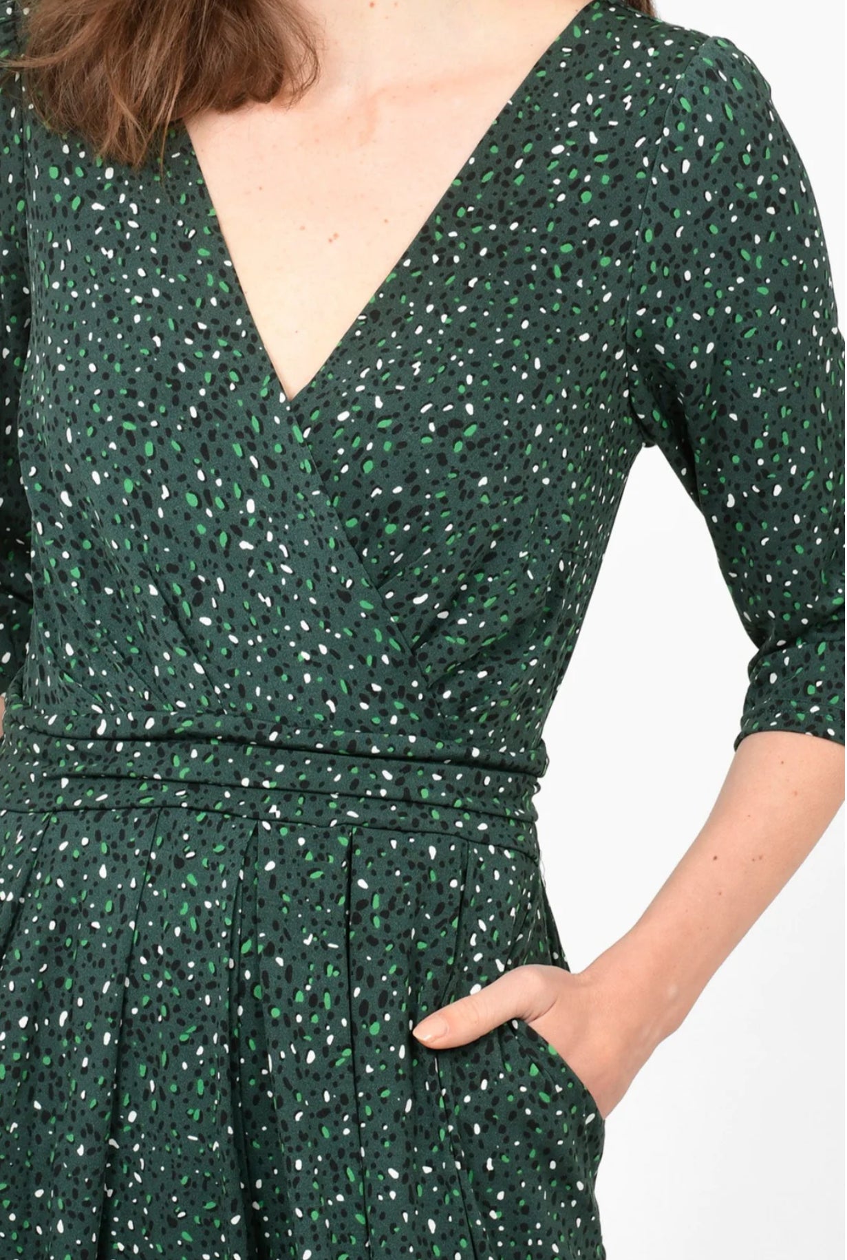 Green Speckled Print Jumpsuit