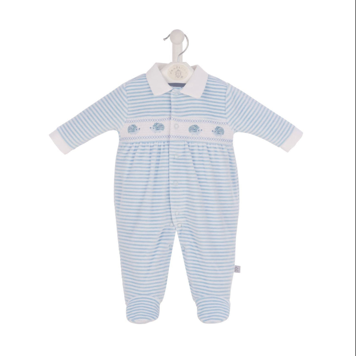 Baby Velour Stripe Sleepsuit