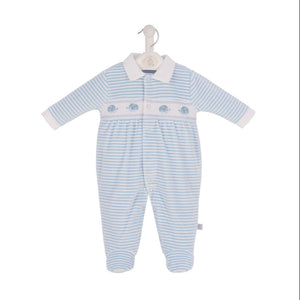 Baby Velour Stripe Sleepsuit