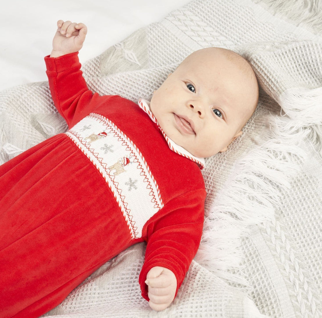 Baby Velour Reindeer Sleepsuit