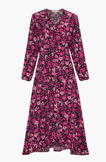 Load image into Gallery viewer, Fuschia Leopard Wrap Dress
