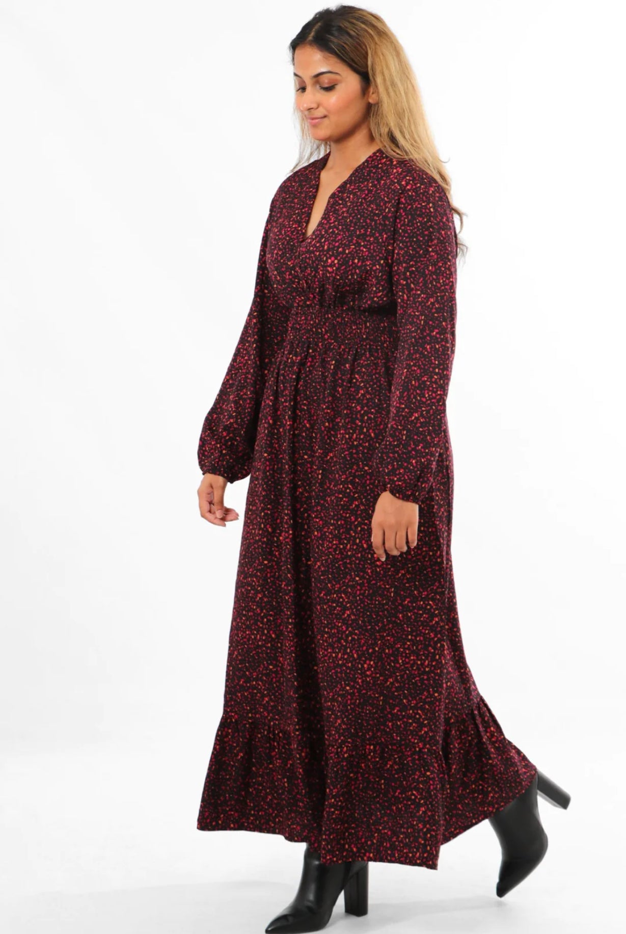 Fuschia Speckled Maxi Dress