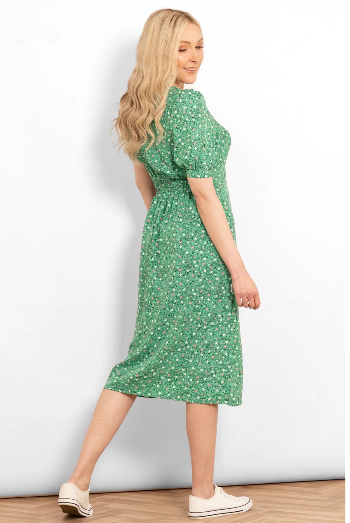 Puff Sleeve Tea Dress - Stars & Dots