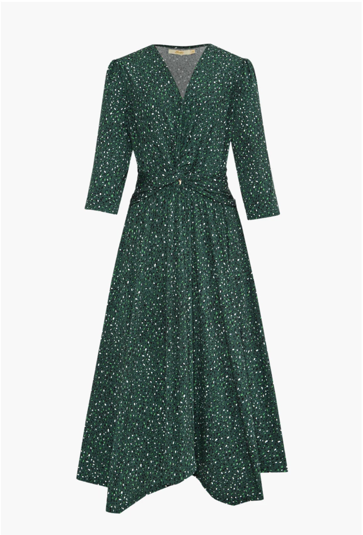 Green Speckled Knot Front Dress