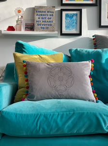 Velvet Yorkshire Rose Cushion