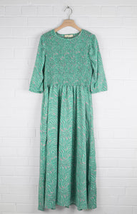 Puff Sleeve Midaxi Dress - Green
