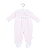 Load image into Gallery viewer, Baby Velour Stripe Sleepsuit
