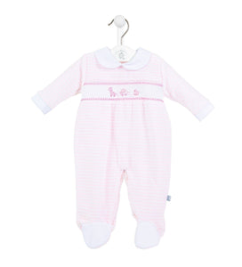 Baby Velour Stripe Sleepsuit