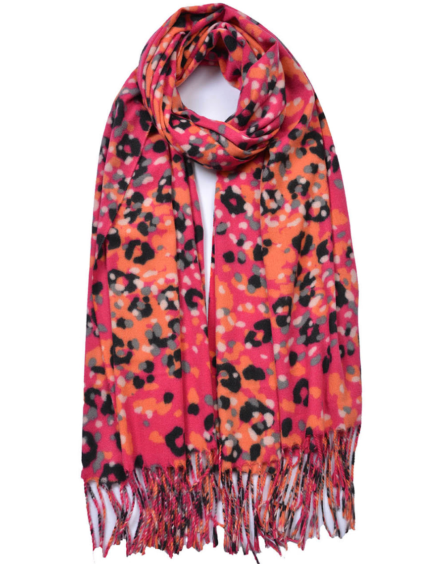 Leopard Pattern Cashmere Mix Scarf