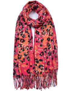 Leopard Pattern Cashmere Mix Scarf