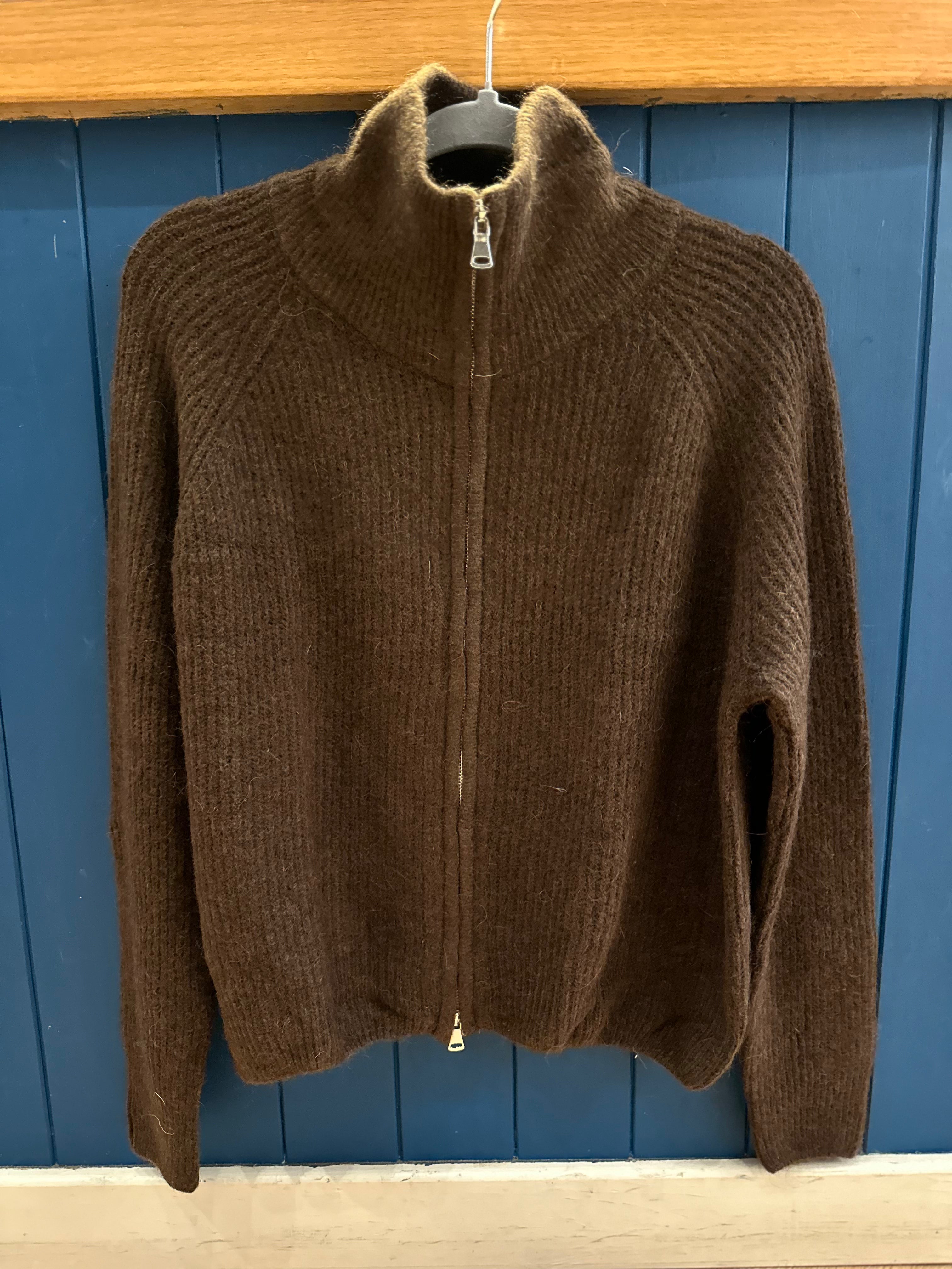 Zip Up Collared Mohair Jacket