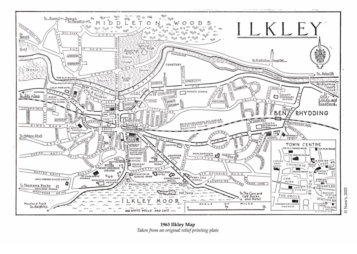 Ilkley Map Tea Towel
