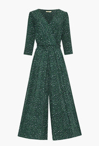 Green Speckled Print Jumpsuit