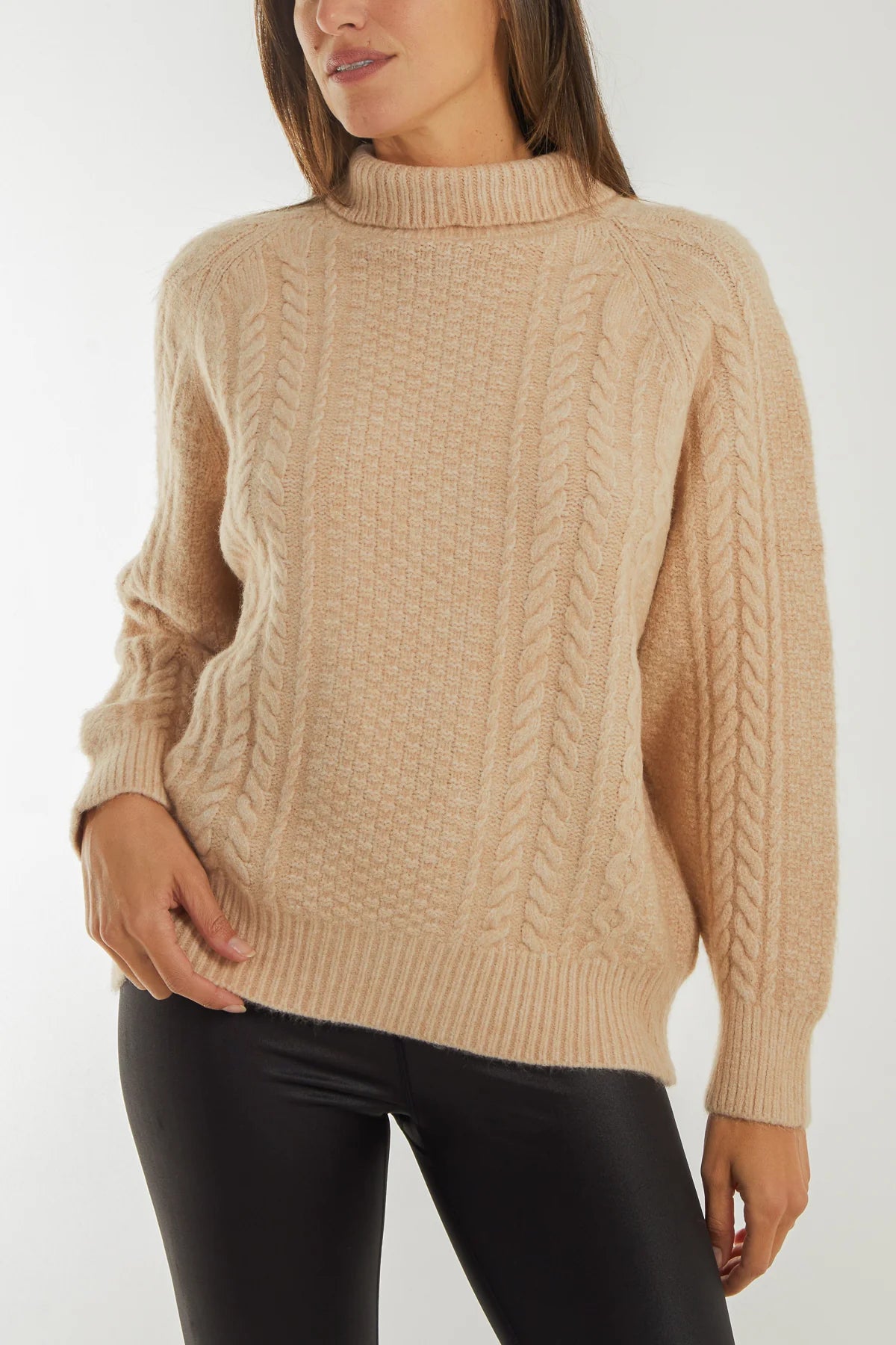 Roll Neck Cable Knit Jumper