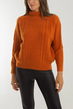 Load image into Gallery viewer, Roll Neck Cable Knit Jumper
