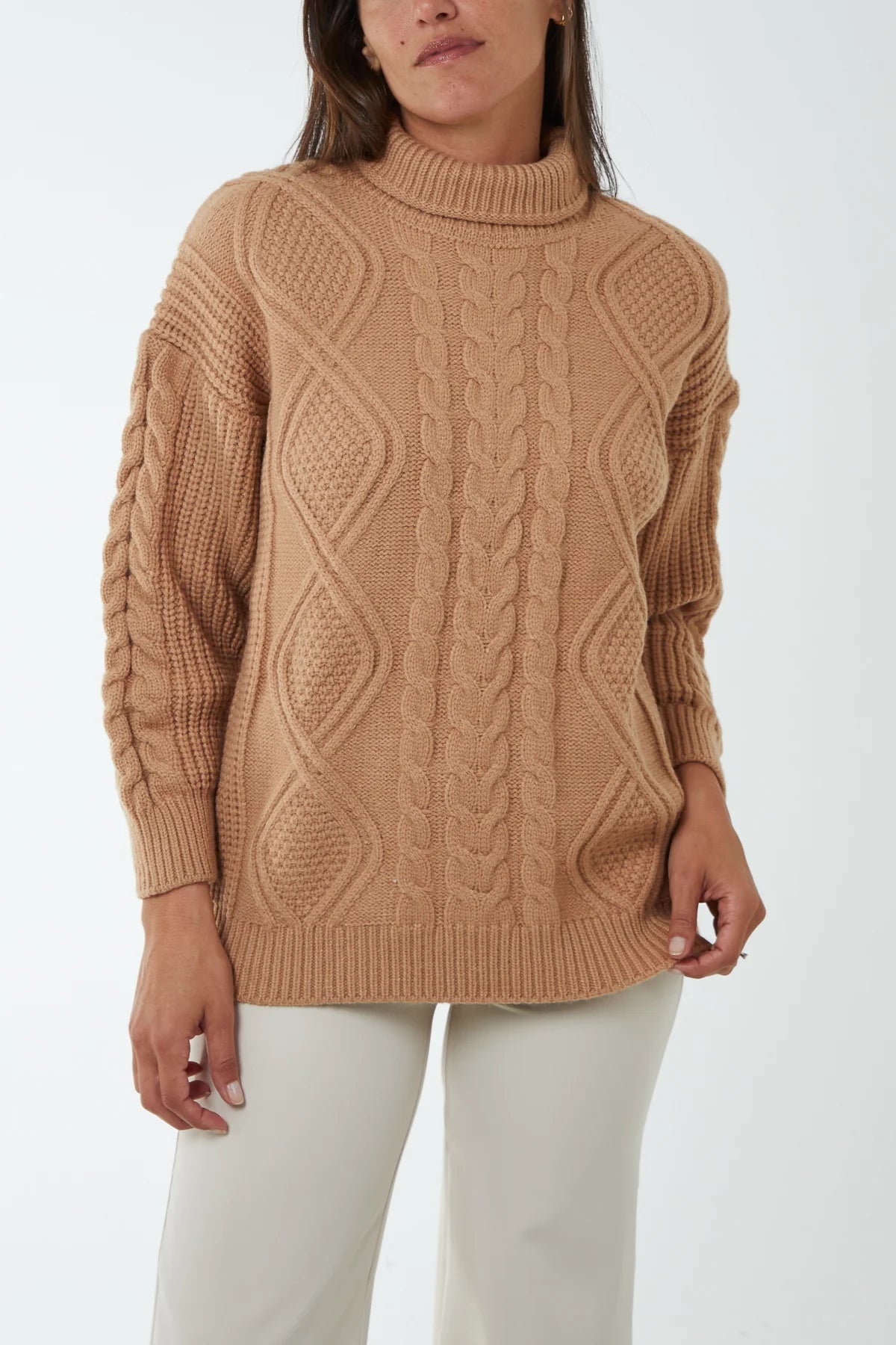 Roll Neck Cable Knit Jumper