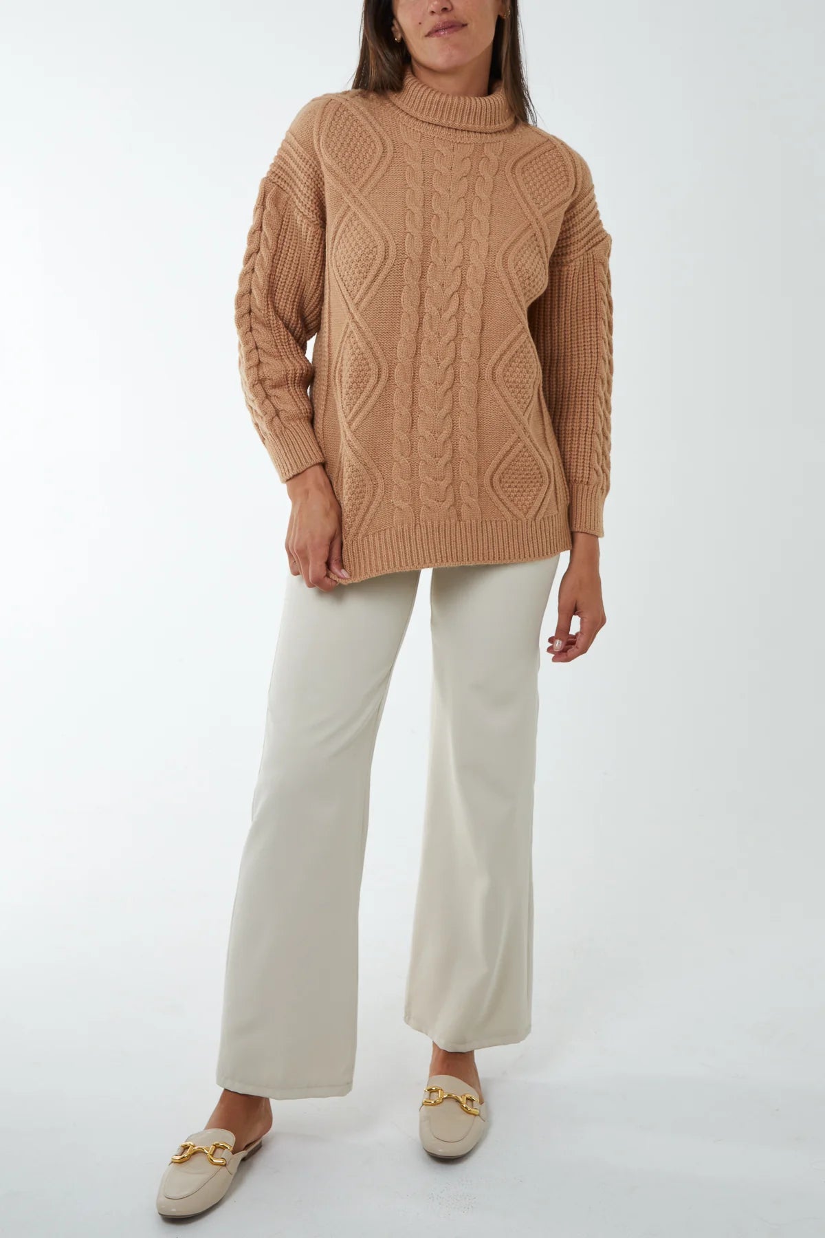 Roll Neck Cable Knit Jumper