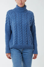 Load image into Gallery viewer, Roll Neck Cable Knit Jumper
