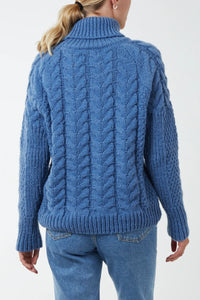 Roll Neck Cable Knit Jumper