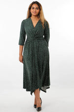 Load image into Gallery viewer, Green Speckled Knot Front Dress
