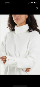 Pearl Button Roll Neck Jumper